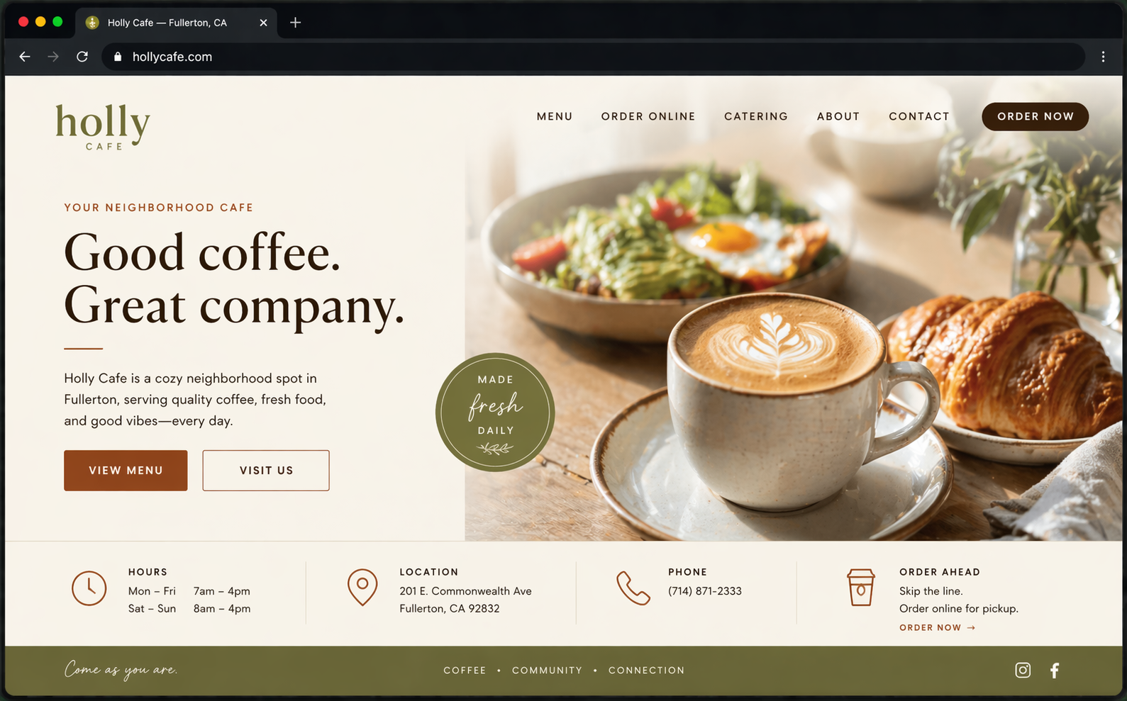 Holly Cafe desktop UI