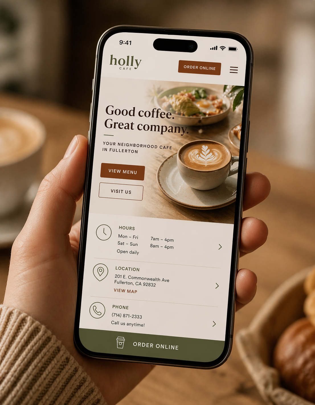 Holly Cafe website preview