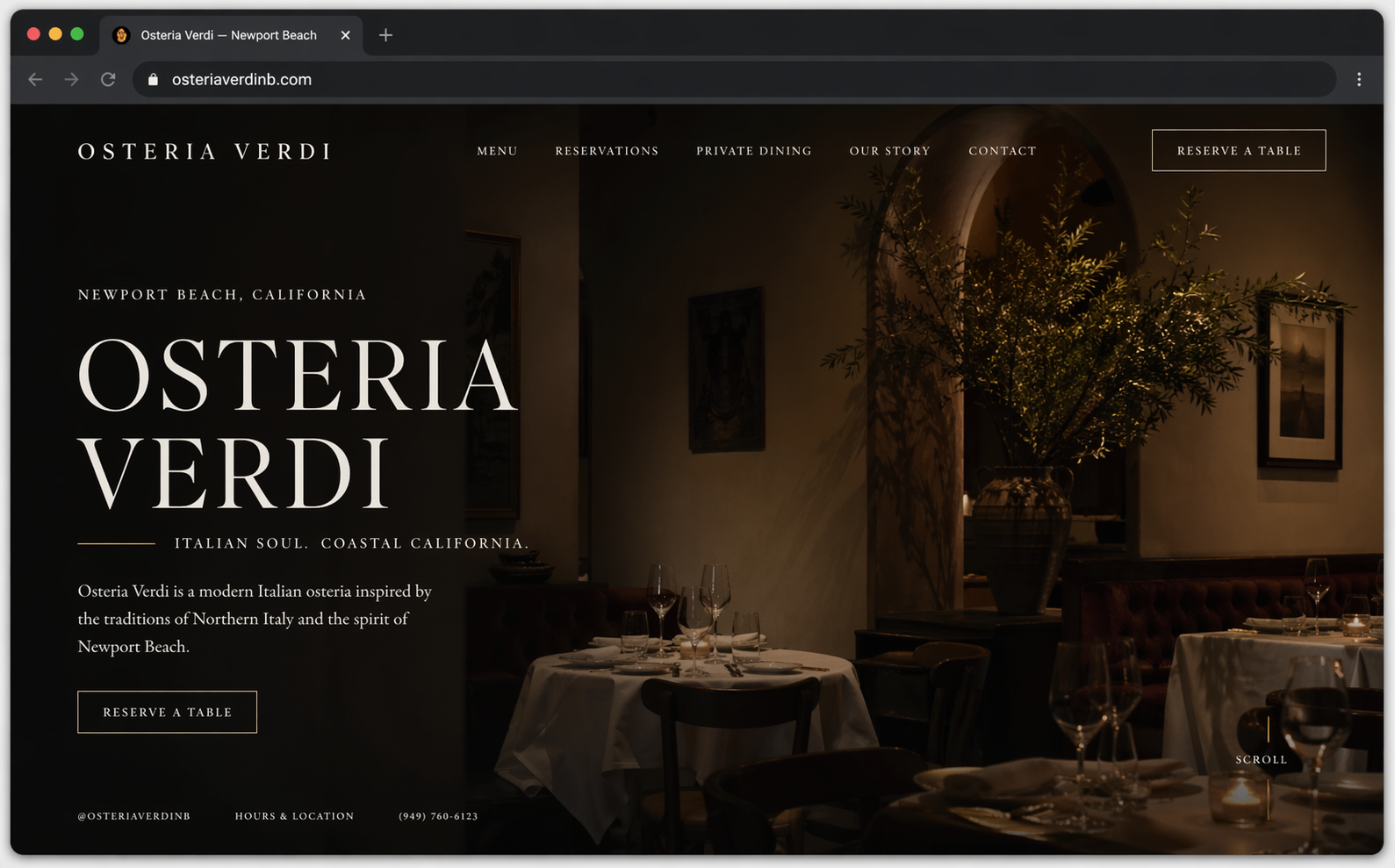 Osteria Verdi desktop UI