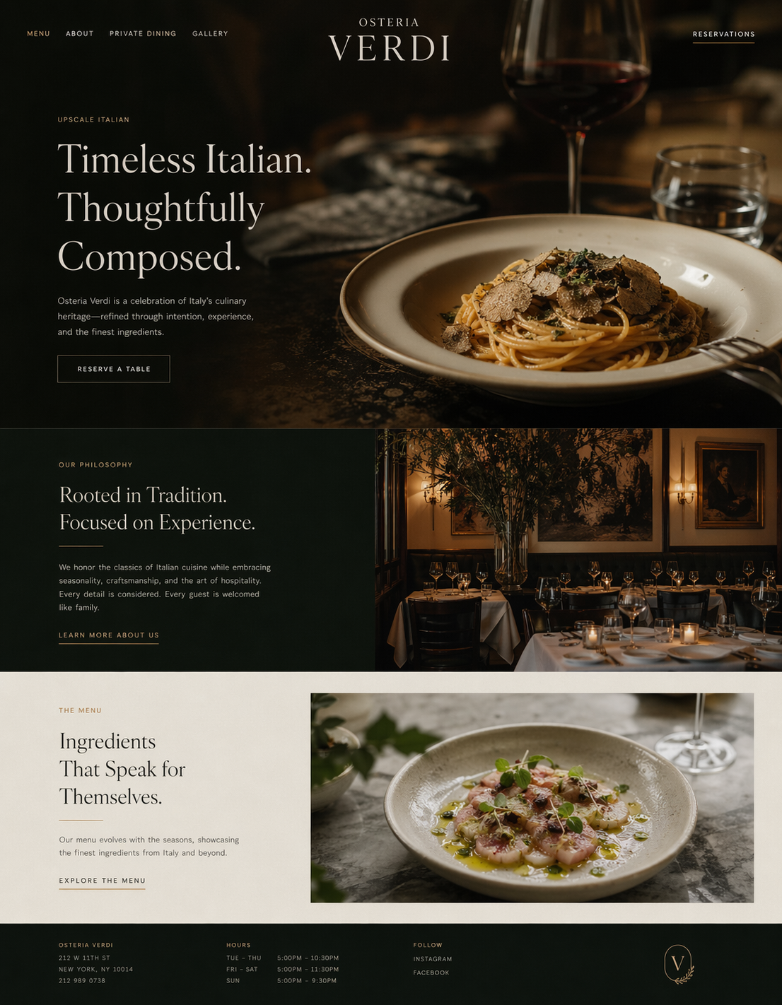 Osteria Verdi website preview